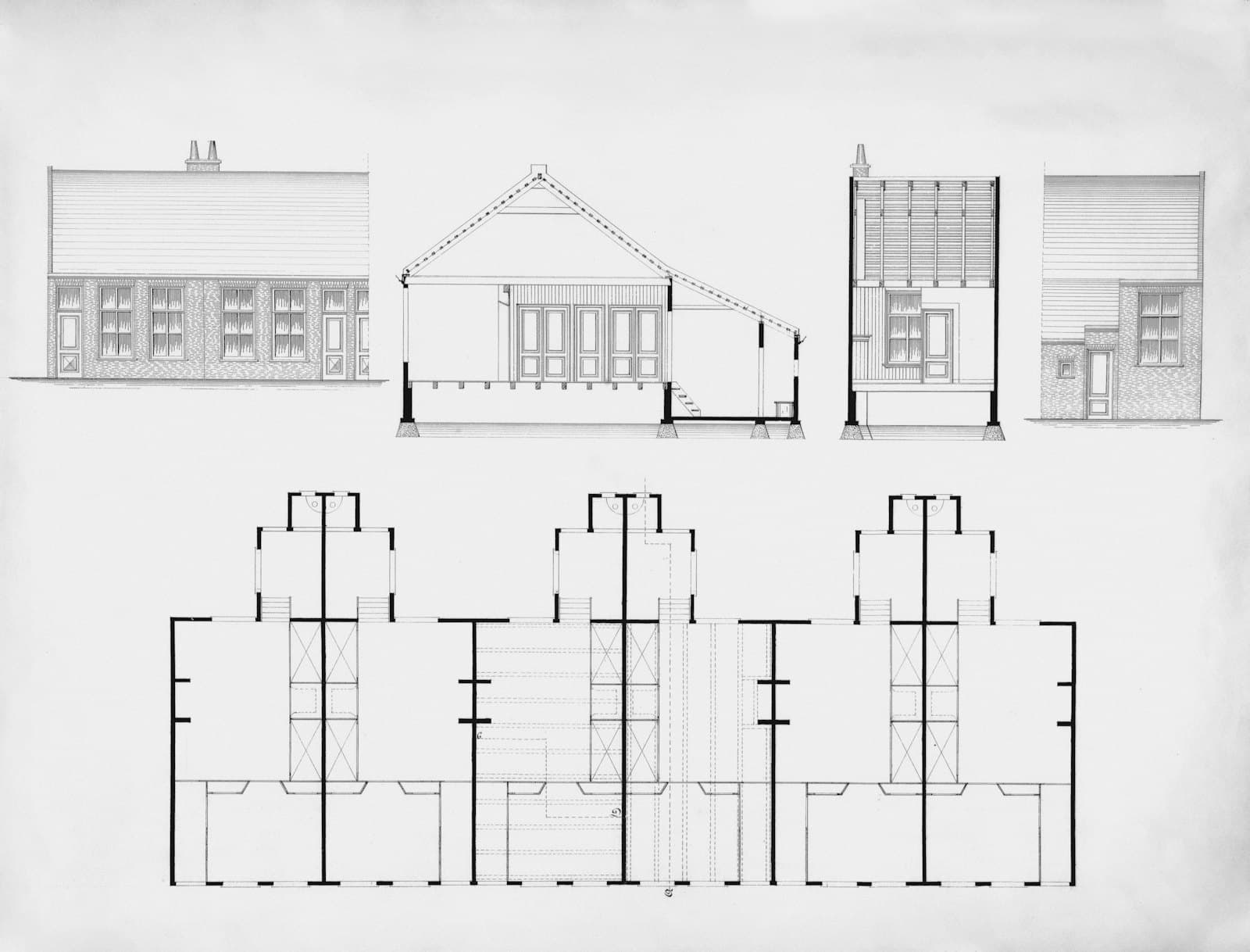Plans d'architecte : façades et plan d'étage